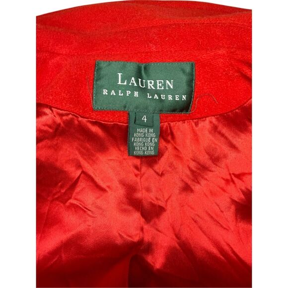 Lauren Ralph Lauren Women’s 4 Double Breasted Peacoat Red Wool Cashmere Blend - Picture 6 of 7